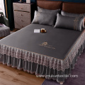 Logo embroidery Double bed skirting set home